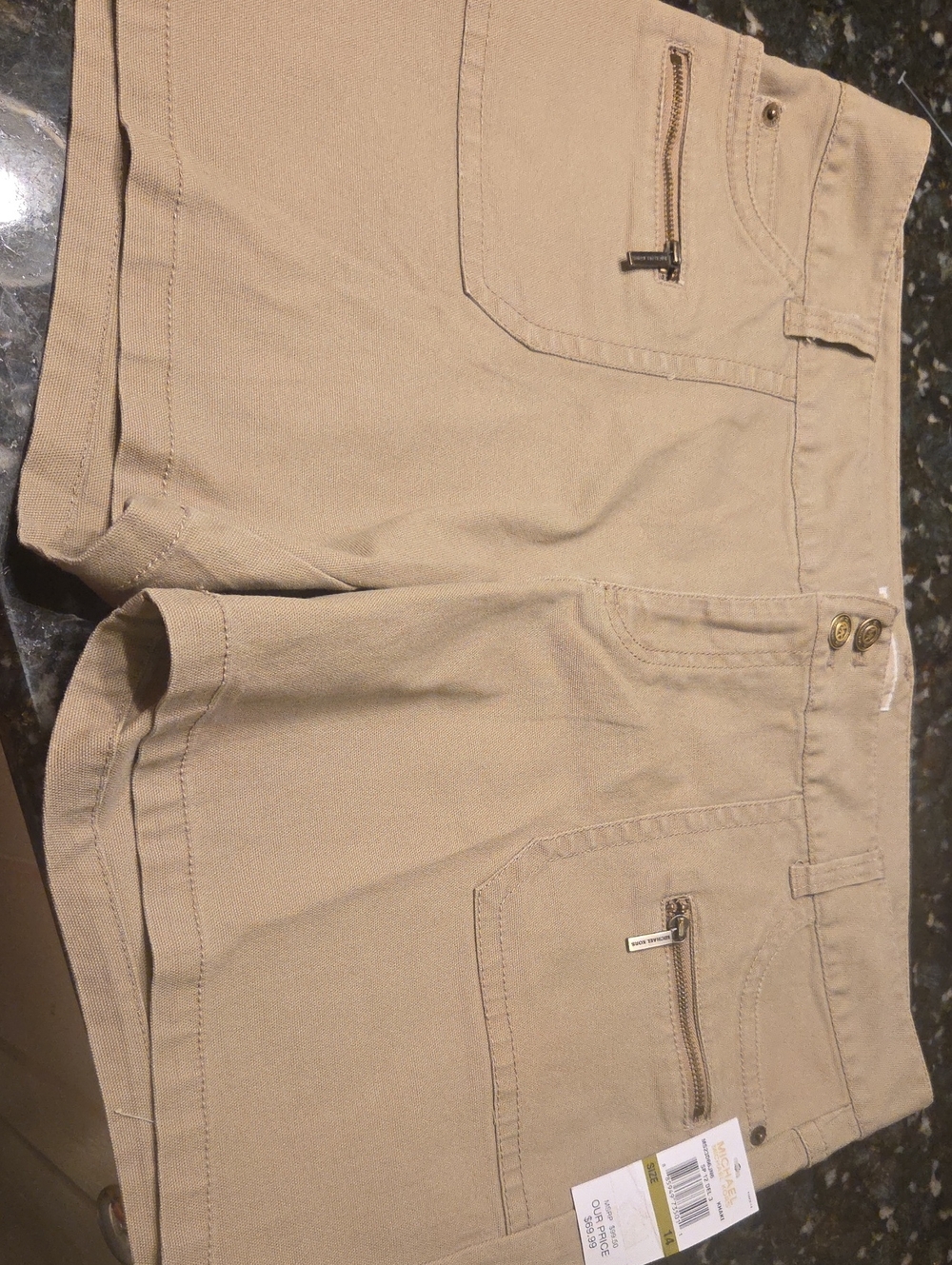 Women's Michael Kors Tan Cargo Shorts with Zip Pockets
